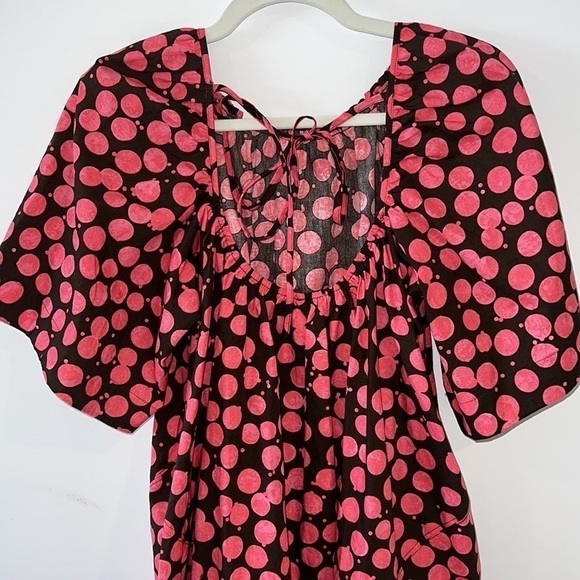 FREE People Pink/Chocolate Combo Jodie Printed Tunic Flowy Oversized top size XS - Picture 12 of 16